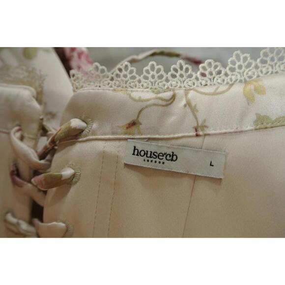 NEW, HOUSE OF CB Isis Floral Corset Bodice Gown In White floral Sz L #MD1251 - Picture 12 of 13